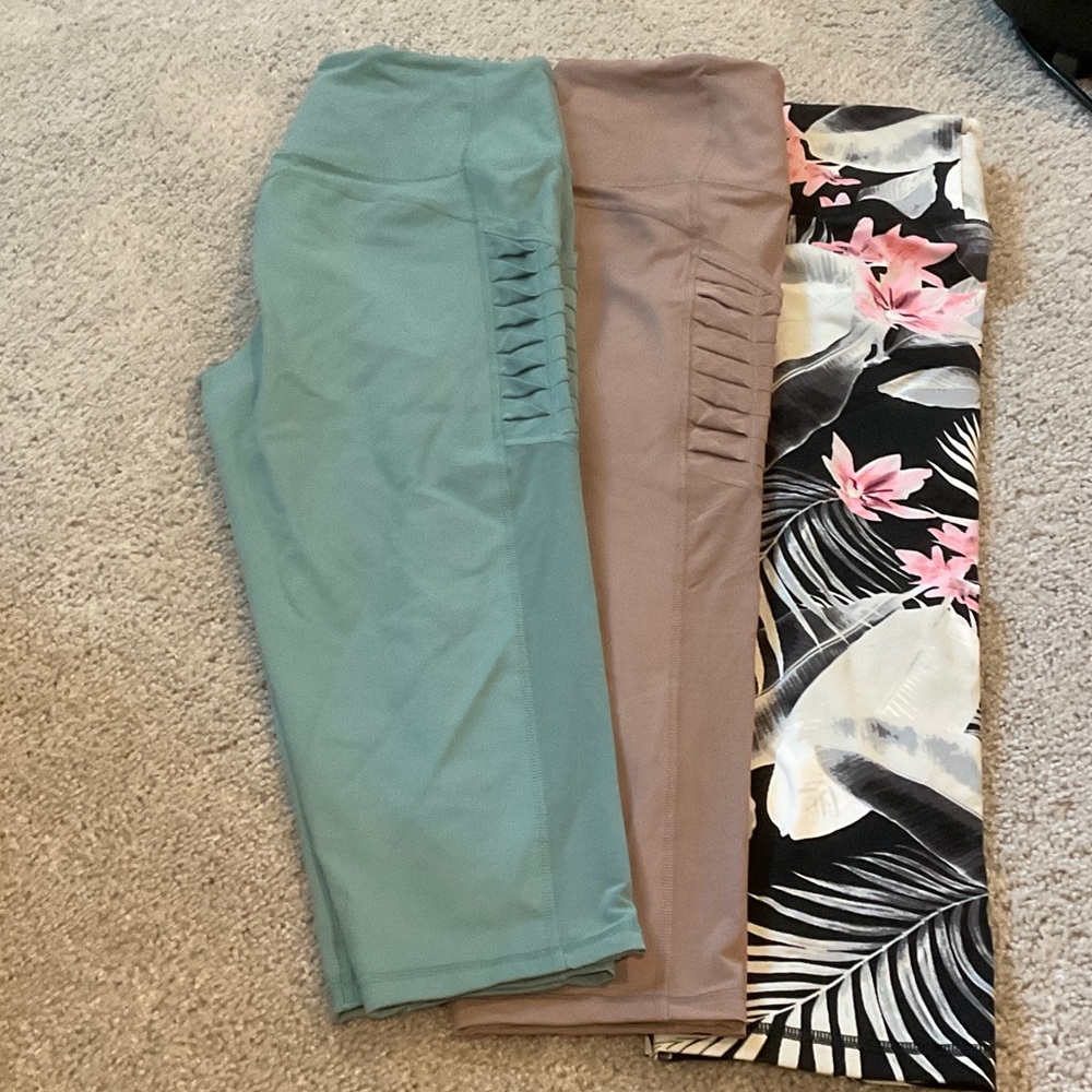 Victoria's Secret Leggings - Teal, Taupe, Black Floral